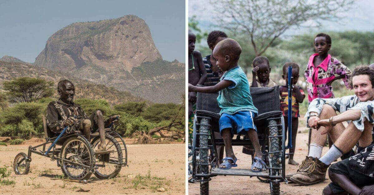 Il giovane produce sedie a rotelle con parti di biciclette per i poveri