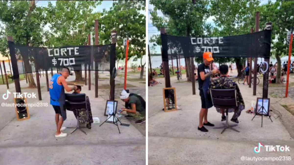 Il giovane che sogna di diventare barbiere taglia i capelli per strada per pochi soldi. È così che si prendi cura della sua famiglia