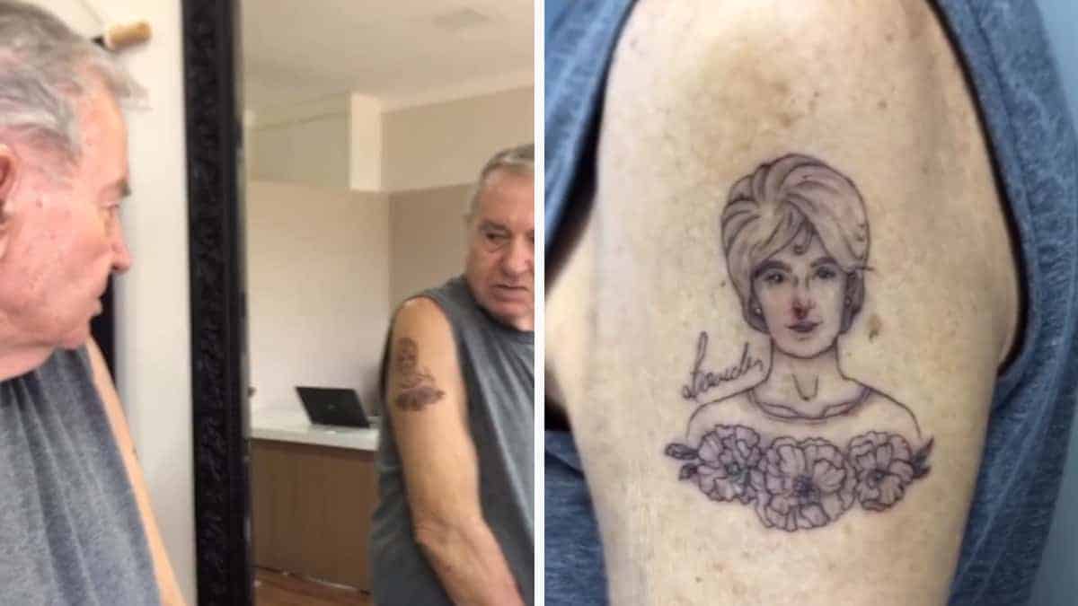 Vedovo si è tatuato per la prima volta a 83 anni per portare con sé la moglie defunta: “La voglio vicina”