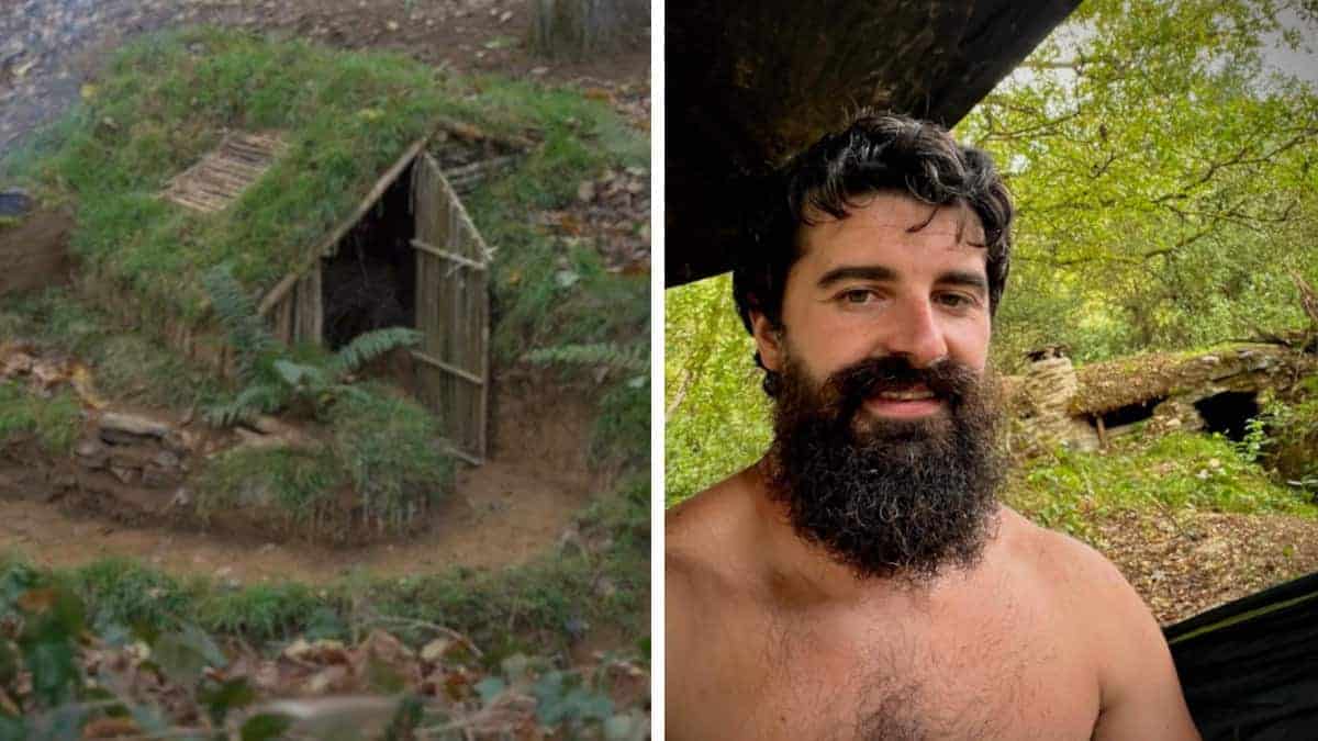 Quest’uomo ha costruito un rifugio nel bosco e ci ha dormito (Video)