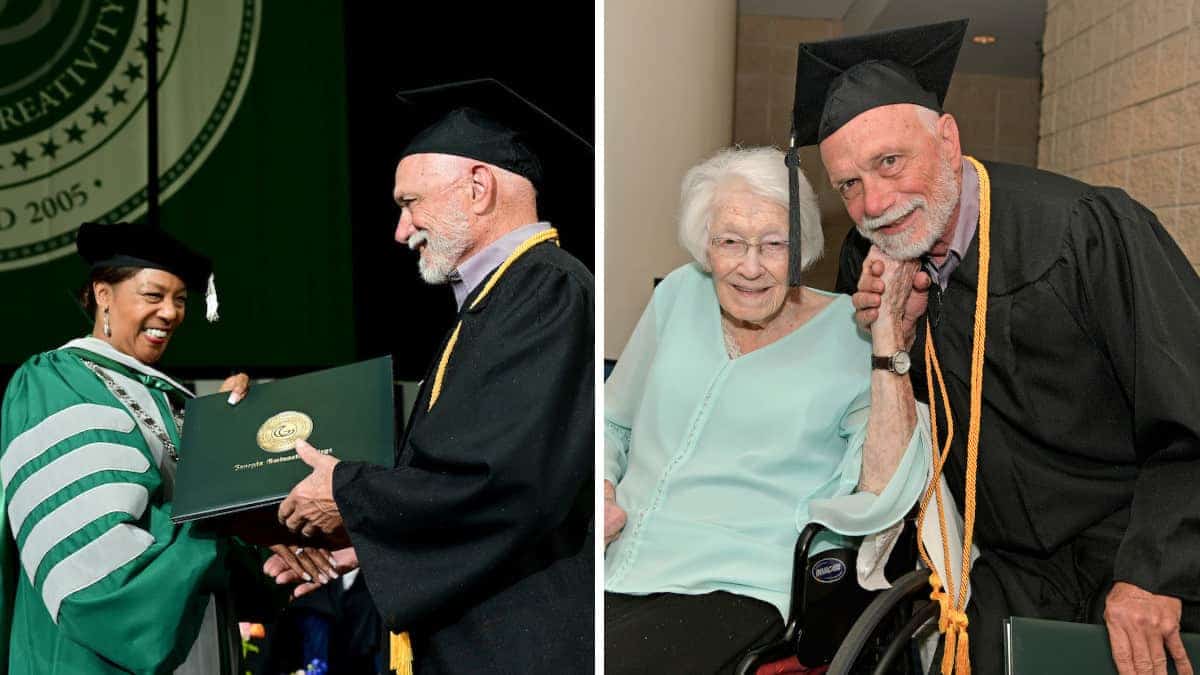 72enne si laurea al college sostenuto dalla sua fan numero uno: sua madre 99enne