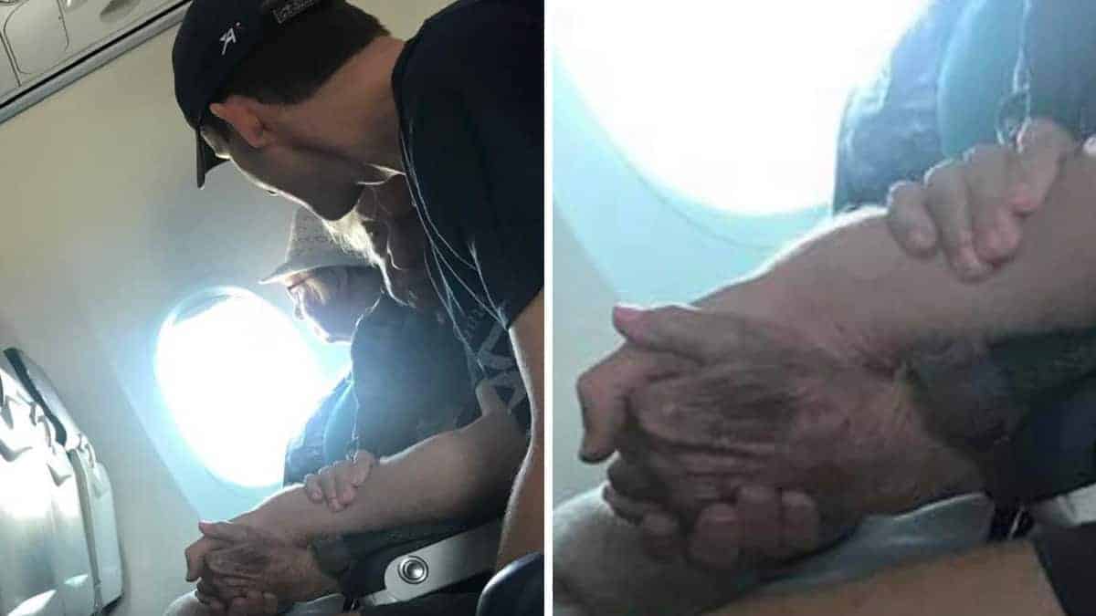 Chi era quest’individuo misterioso che ha offerto gentilmente il suo braccio a una donna anziana di 96 anni, visibilmente preoccupata, durante il volo in aereo